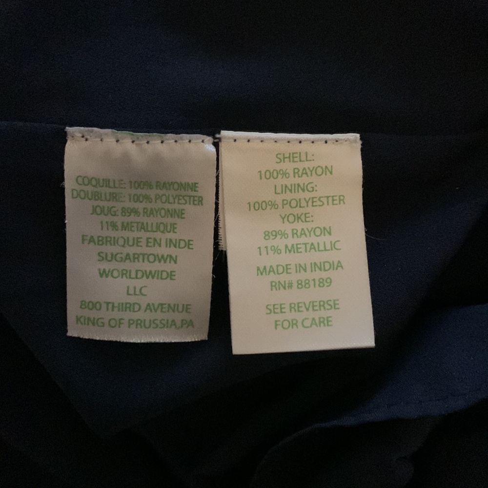 Lilly Pulitzer, dark blue and gold dress, size small. Flowy. Like new! - Picture 7 of 8